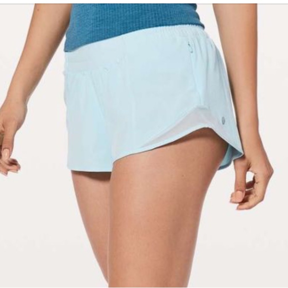 Lululemon Hotty Hot High-Rise Lined Short 2.5" Light Blue, 14 tall